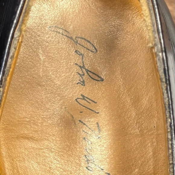 John W. Nordstrom Black Italian Leather Cap-Toe Oxfords - Sz 9 - Picture 3 of 7